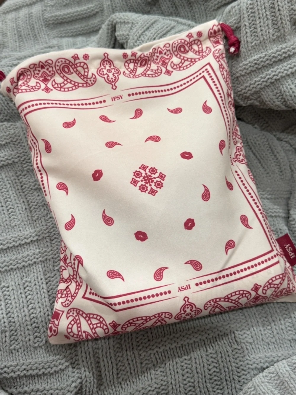Ipsy Pink Paisley Bandana Glam Cosmetic Pouch